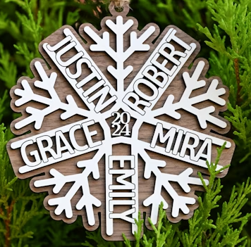 Family Name Snowflake Ornament