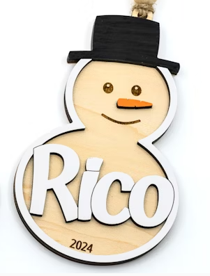 Personalized Snowgirl or Snowboy Ornament