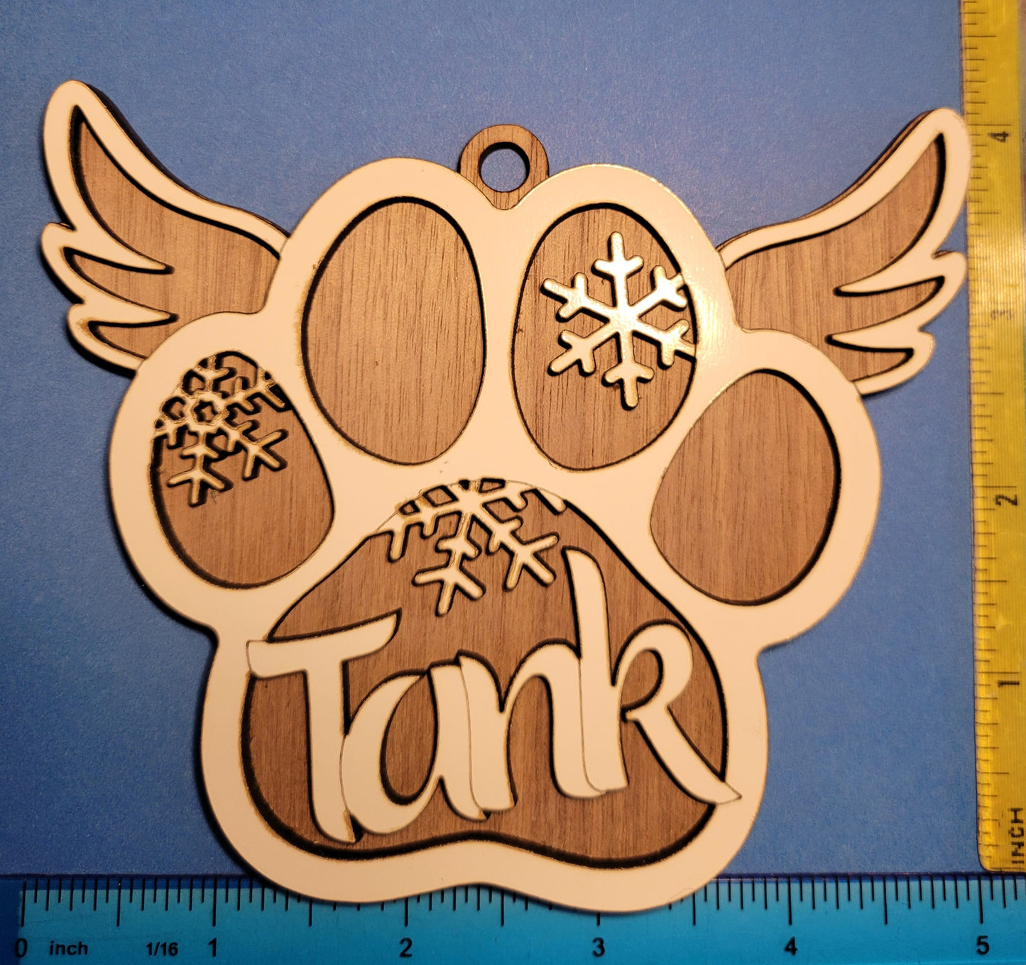 Personalized Memorial Paw Print Ornament with Wings