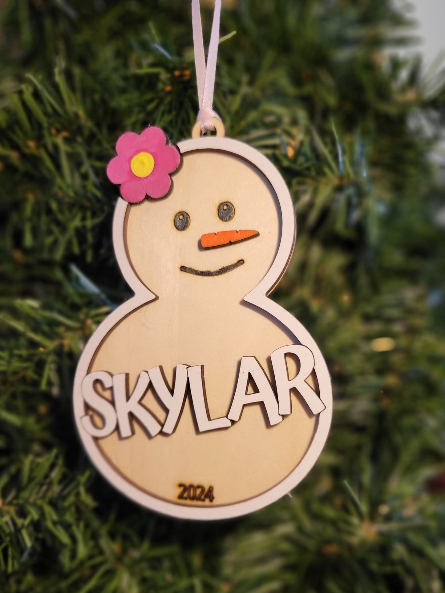 Personalized Snowgirl or Snowboy Ornament